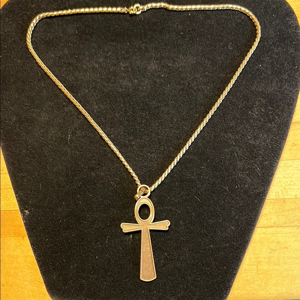 Copper Tone Ankh Symbol Necklace with Delicate Chain